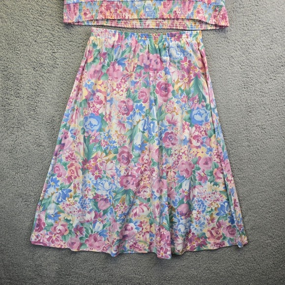 Cricket Lane 2 Piece Set Womens 12 Floral Skirt Top Vintage Cottagecore Pastel‎ - Picture 5 of 16